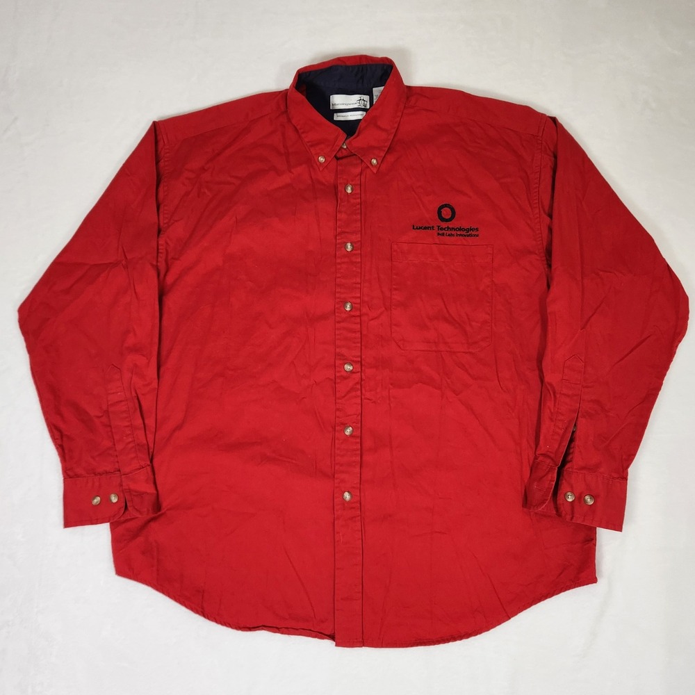Munsingwear Lucent Technologies Bell Labs Shirt Mens Large Red Button Down